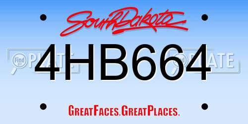 4HB664 South Dakota License Plate
