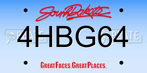 4HBG64 South Dakota License Plate