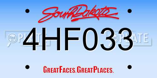4HF033 South Dakota License Plate