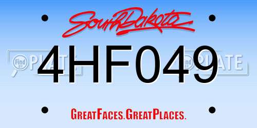 4HF049 South Dakota License Plate