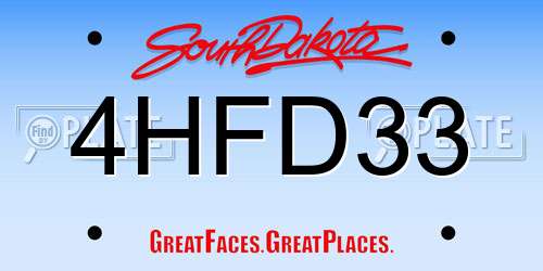 4HFD33 South Dakota License Plate