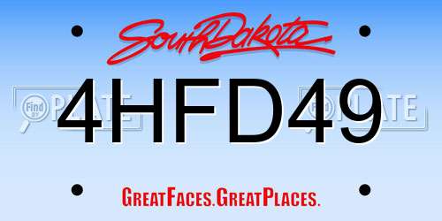 4HFD49 South Dakota License Plate