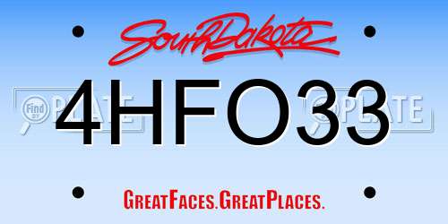 4HFO33 South Dakota License Plate