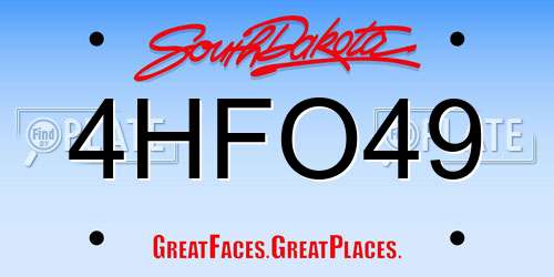 4HFO49 South Dakota License Plate