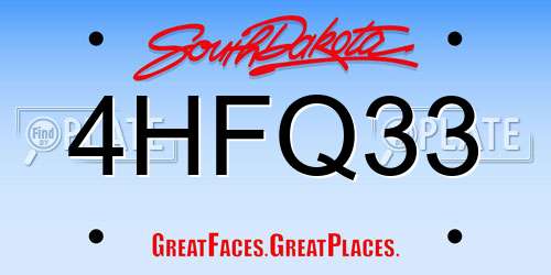 4HFQ33 South Dakota License Plate