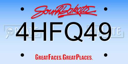 4HFQ49 South Dakota License Plate