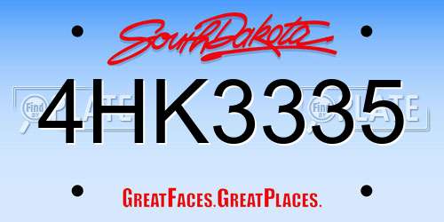 4HK3335 South Dakota License Plate