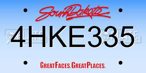 4HKE335 South Dakota License Plate