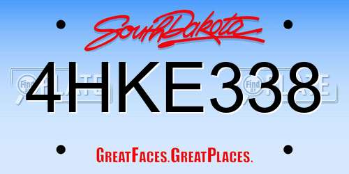 4HKE338 South Dakota License Plate
