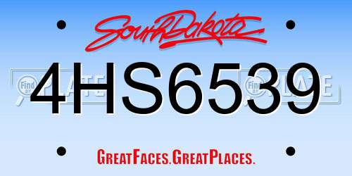 4HS6539 South Dakota License Plate