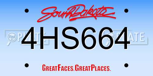 4HS664 South Dakota License Plate