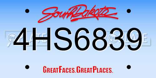 4HS6839 South Dakota License Plate