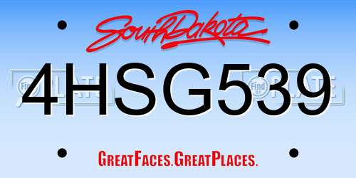 4HSG539 South Dakota License Plate