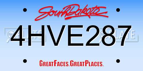 4HVE287 South Dakota License Plate