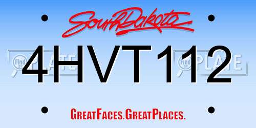 4HVT112 South Dakota License Plate