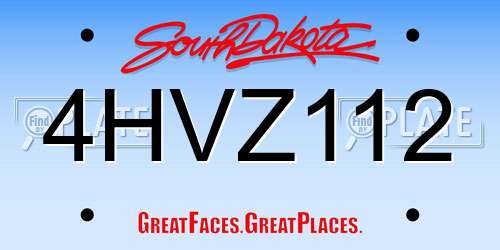 4HVZ112 South Dakota License Plate