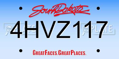 4HVZ117 South Dakota License Plate