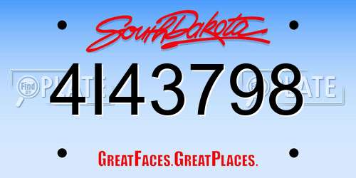 4I43798 South Dakota License Plate