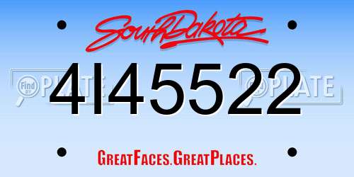 4I45522 South Dakota License Plate