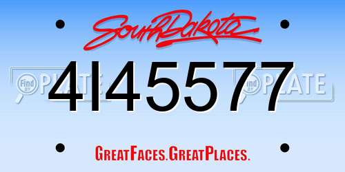 4I45577 South Dakota License Plate