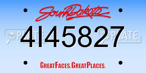 4I45827 South Dakota License Plate