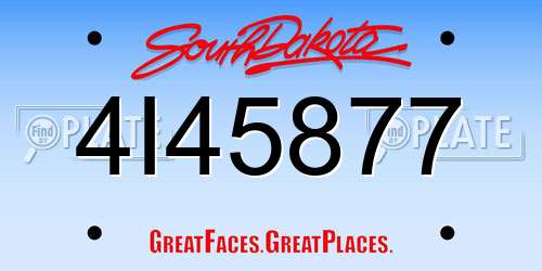 4I45877 South Dakota License Plate