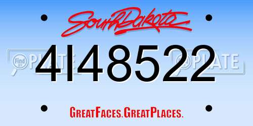4I48522 South Dakota License Plate