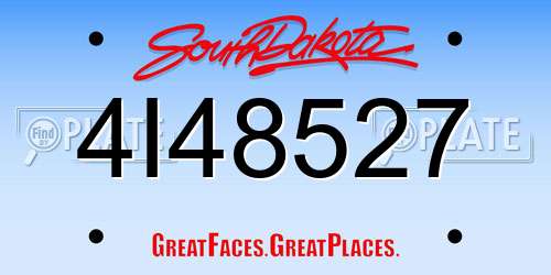 4I48527 South Dakota License Plate
