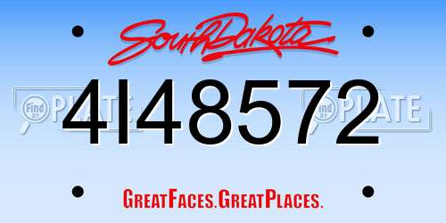 4I48572 South Dakota License Plate