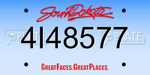 4I48577 South Dakota License Plate