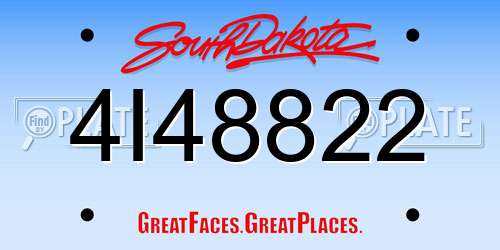 4I48822 South Dakota License Plate