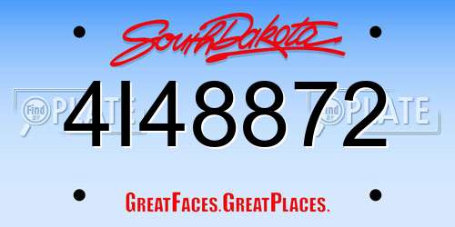 4I48872 South Dakota License Plate
