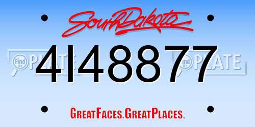 4I48877 South Dakota License Plate