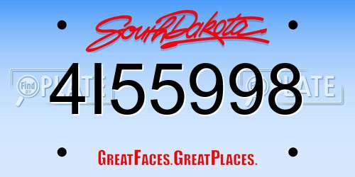 4I55998 South Dakota License Plate