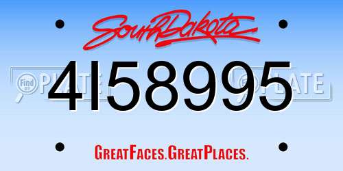 4I58995 South Dakota License Plate
