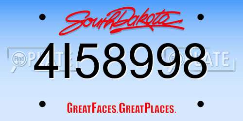4I58998 South Dakota License Plate