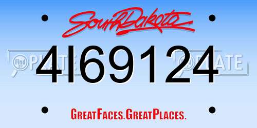 4I69124 South Dakota License Plate