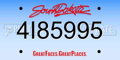 4I85995 South Dakota License Plate
