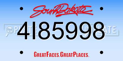 4I85998 South Dakota License Plate