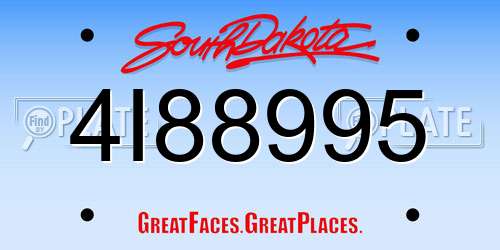4I88995 South Dakota License Plate
