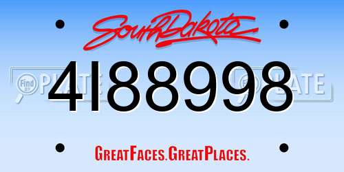 4I88998 South Dakota License Plate