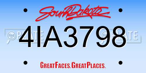 4IA3798 South Dakota License Plate