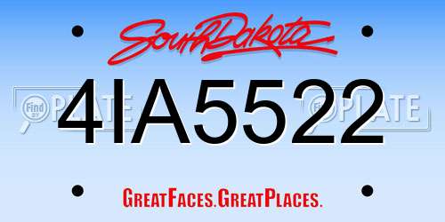 4IA5522 South Dakota License Plate