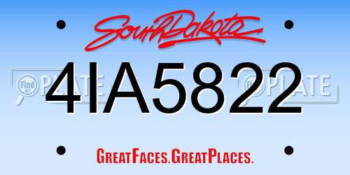 4IA5822 South Dakota License Plate