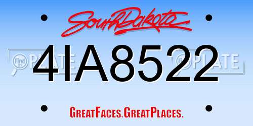 4IA8522 South Dakota License Plate