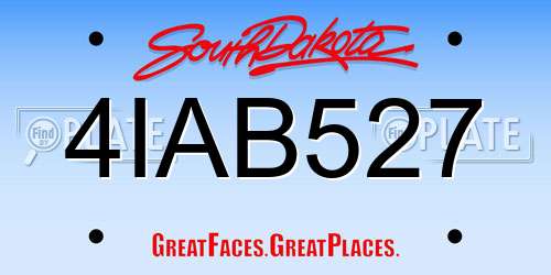 4IAB527 South Dakota License Plate