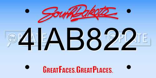 4IAB822 South Dakota License Plate