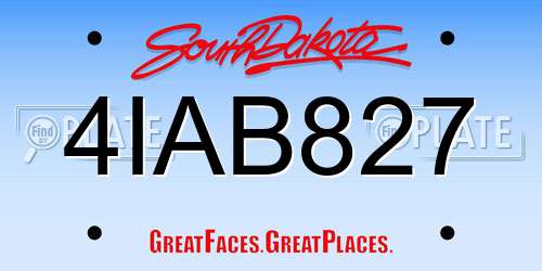 4IAB827 South Dakota License Plate