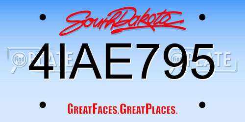 4IAE795 South Dakota License Plate