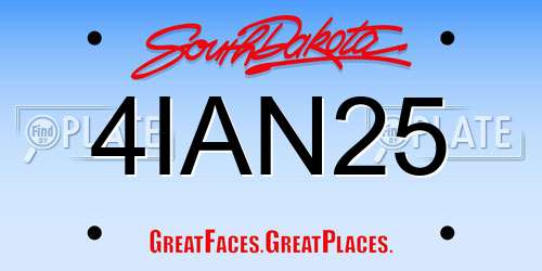 4IAN25 South Dakota License Plate